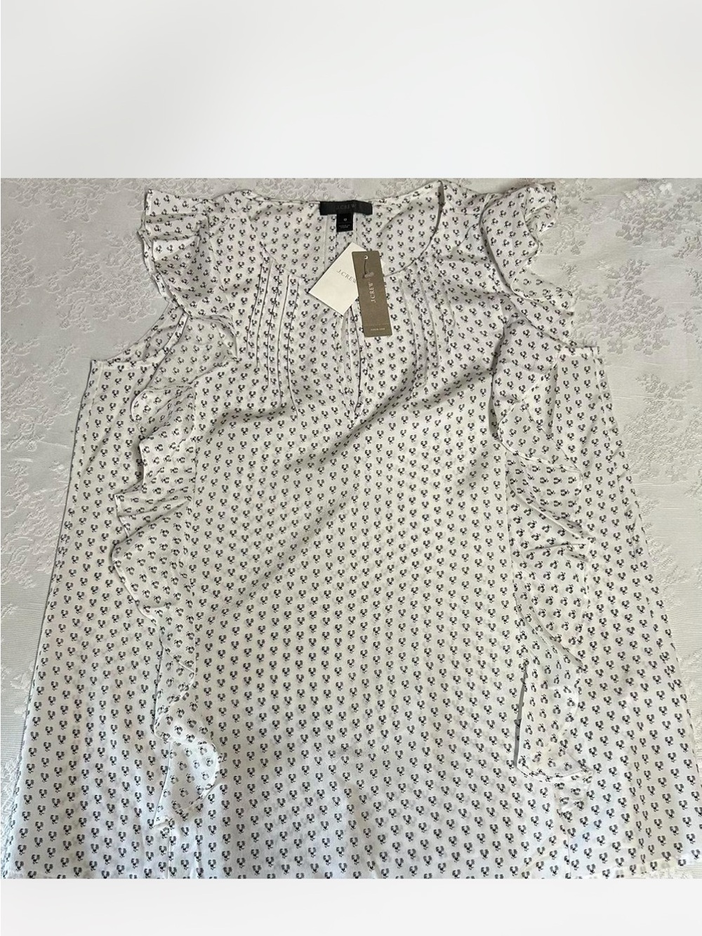NWT J.Crew 100% Silk Flutter Sleeve Ruffle Blouse - Size 0 - Picture 4 of 5